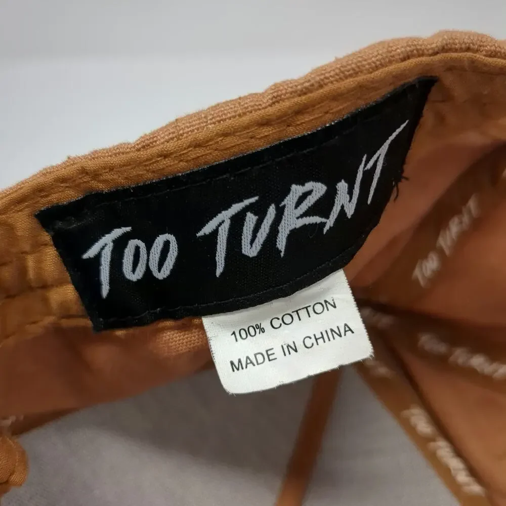 Too Turnt Trucker Brown Hat One Size Livin Script White Rope Snapback Cotton